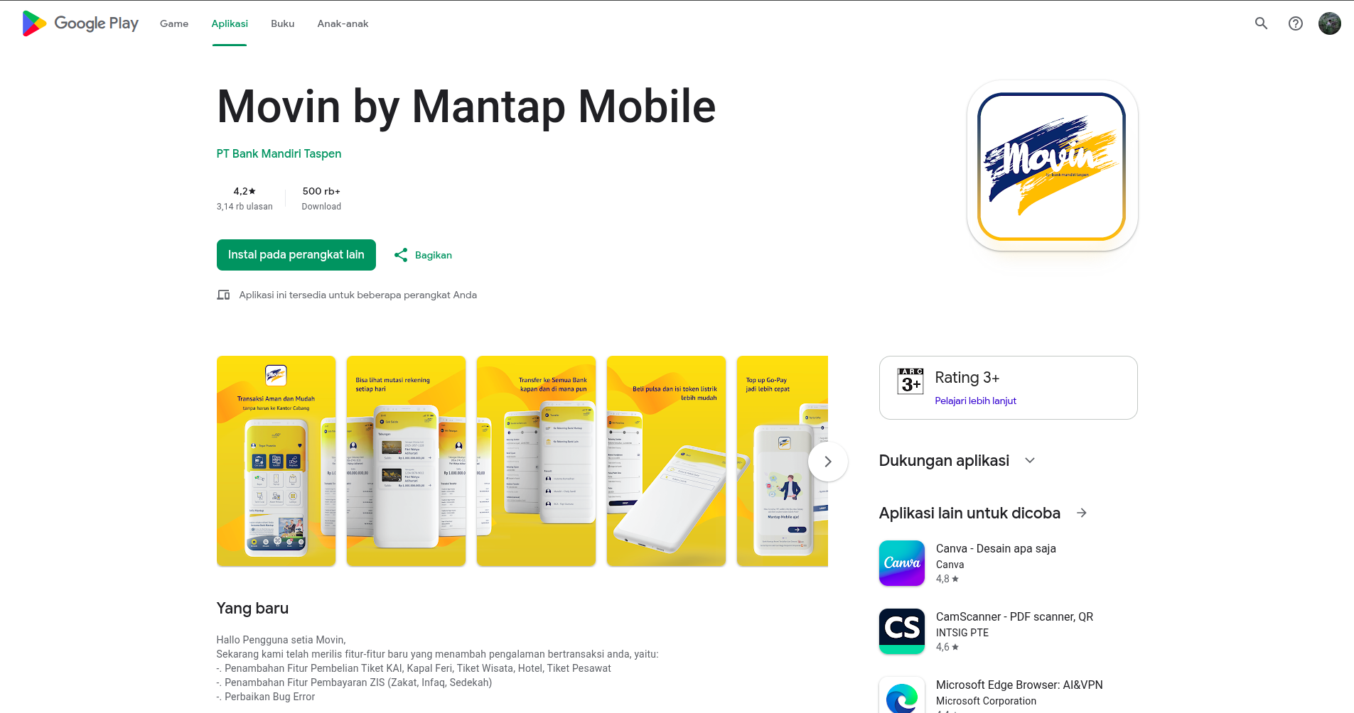 Movin by Mantap Mobile interface
