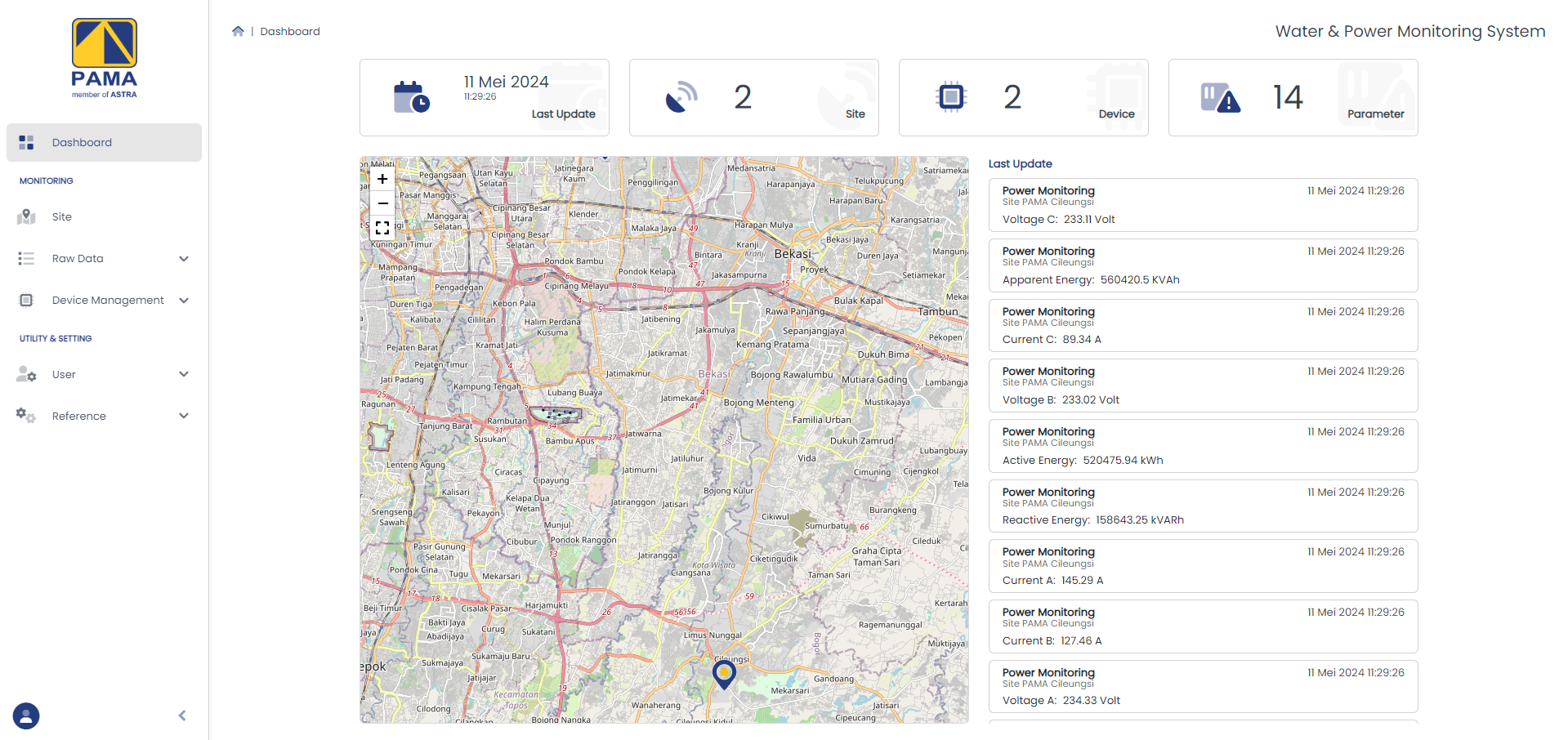 PT. Pamapersada Nusantara - Monitoring System interface