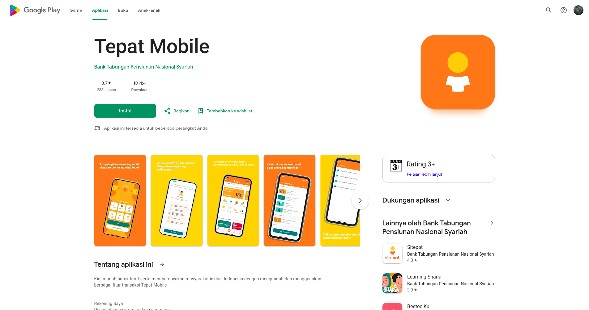 Tepat Mobile interface